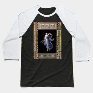 DANCING MAENAD WITH CYMBALS ,ANTIQUE ROMAN PAINTING WITH POMPEII MOSAICS PATCHWORK Baseball T-Shirt